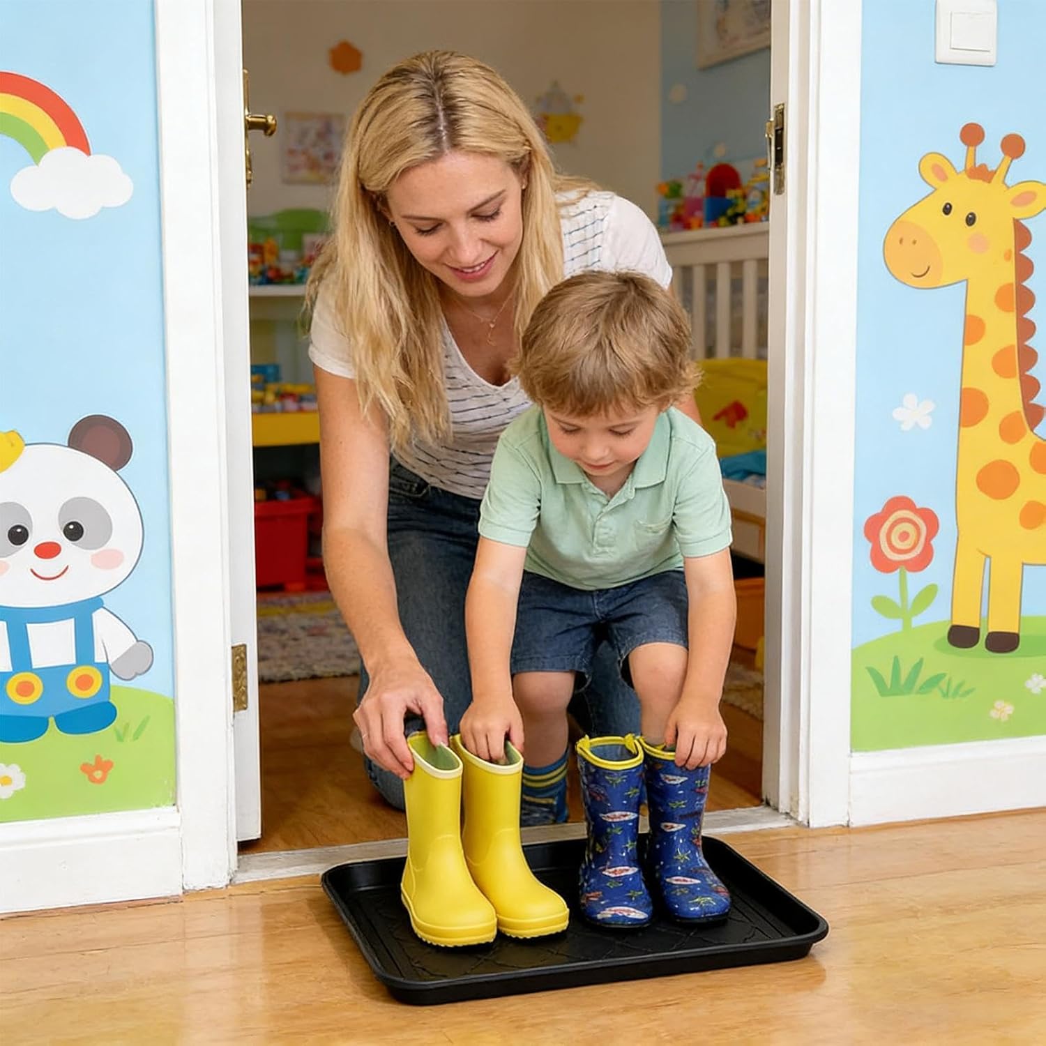 Sturdy Shoe Tray, Versatile Pet Mat, Organizer with Raised Edge, Functional Multipurpose Pan, Smooth Tray with Minimal Design, Protective Base for Garage Front Door and Home Yard