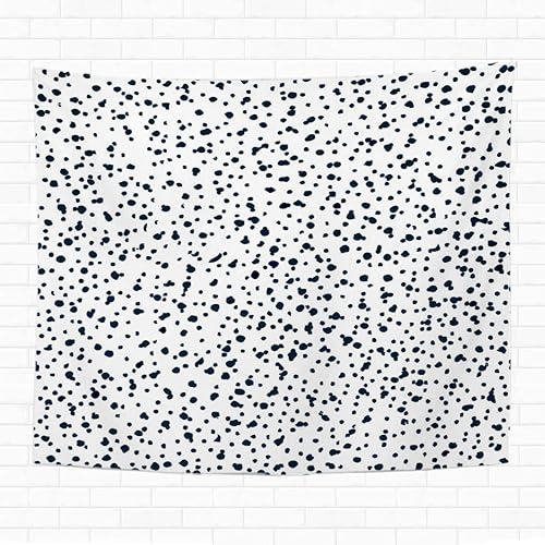 Topyee Tapiz de 60 x 80 pulgadas para colgar en la pared, diseño de lunares monocromáticos, patrón dálmata, color azul, negro, tapiz decorativo para