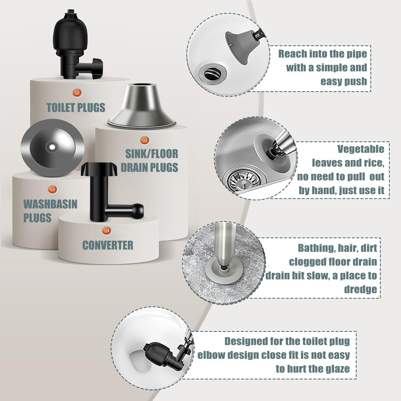 Wenbones Stura WC ad Aria Compressa, Pompa Carichi a Pressione Stantuffo, Stantuffo Pulitore per Tubi ad Aria Compressa ad Alta Pressione con Barometro per WC, lavandino, Vasca da Bagno (2B)