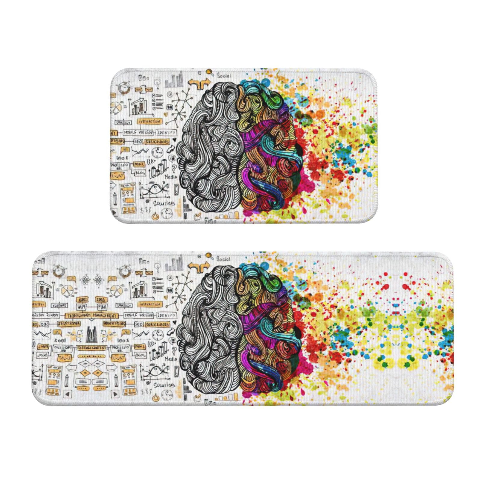 Tapis de cuisine lot de 2 tapis de sol antidérapants absorbants motif cerveau bureau
