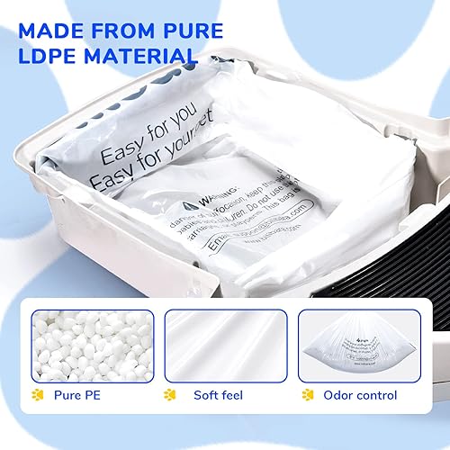 Miniatura 6 de Bolsa de arena compatible con cajas de arena para gatos 3 y 4, paquete de 60  Bolsas de basura extra gruesas para autolimpieza de cajas de arena