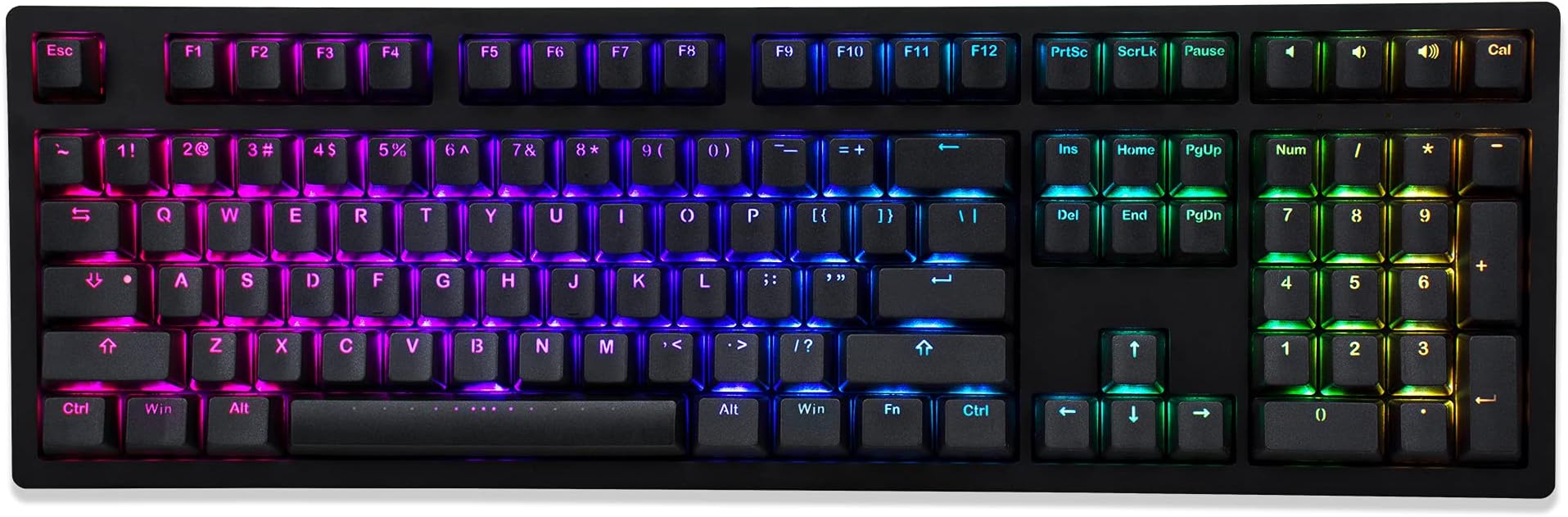 iKBC MF108 v3 RGB LED Backlit Mechanical Keyboard with Cherry MX Red Switch for Windows and Mac, Full Size Computer Keyboards with PBT Double Shot Keycaps, CNC Aluminum Black Color Case, ANSI/US