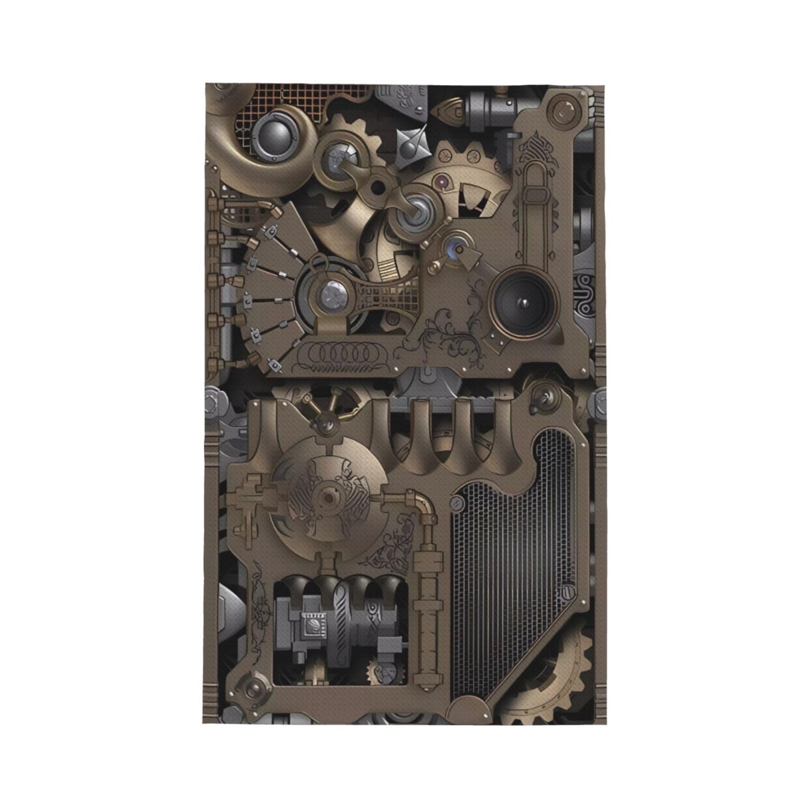 Hhxvcv Steampunk Mechanical Gears Print Waffle Kitchen Towel – Dishcloths With Hanging Loop – Cleaning Rags For Household Chores, Tea