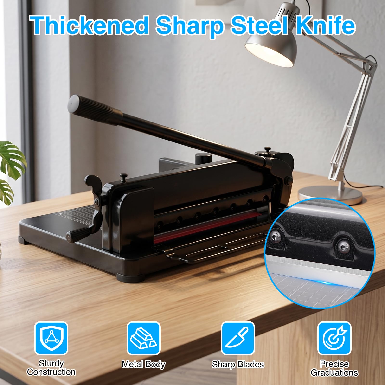 A4 Papierschneidemaschine, Hochleistungs-Papierschneider, zum Schneiden von Papier mit einer Stärke von bis zu 4 cm, Papierschneider mit doppeltem Schutz für Büro, gewerbliche Kopierzentren u