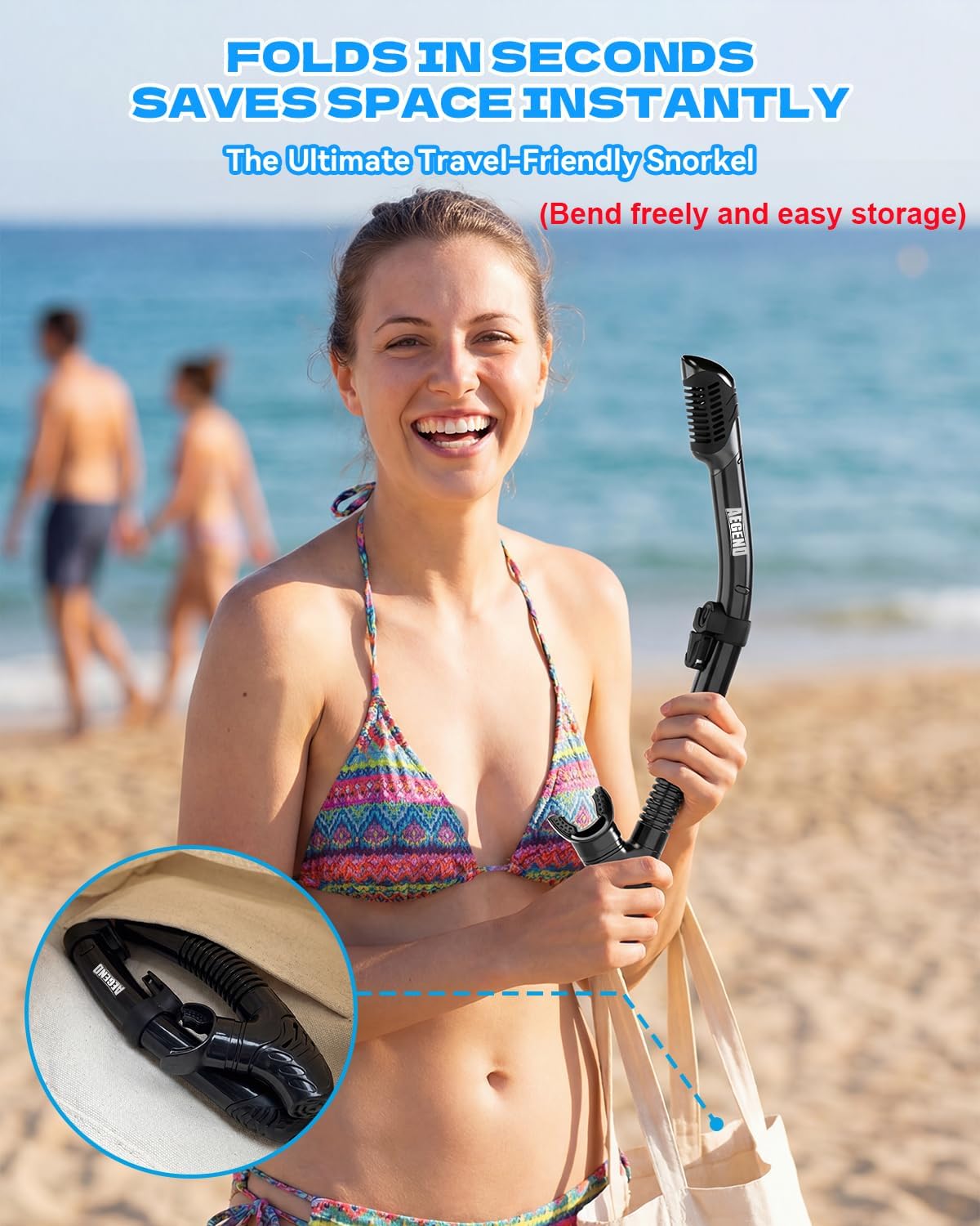 Aegend Dry Snorkel for Adult with Mask Clip for Snorkeling - Only Snorkel