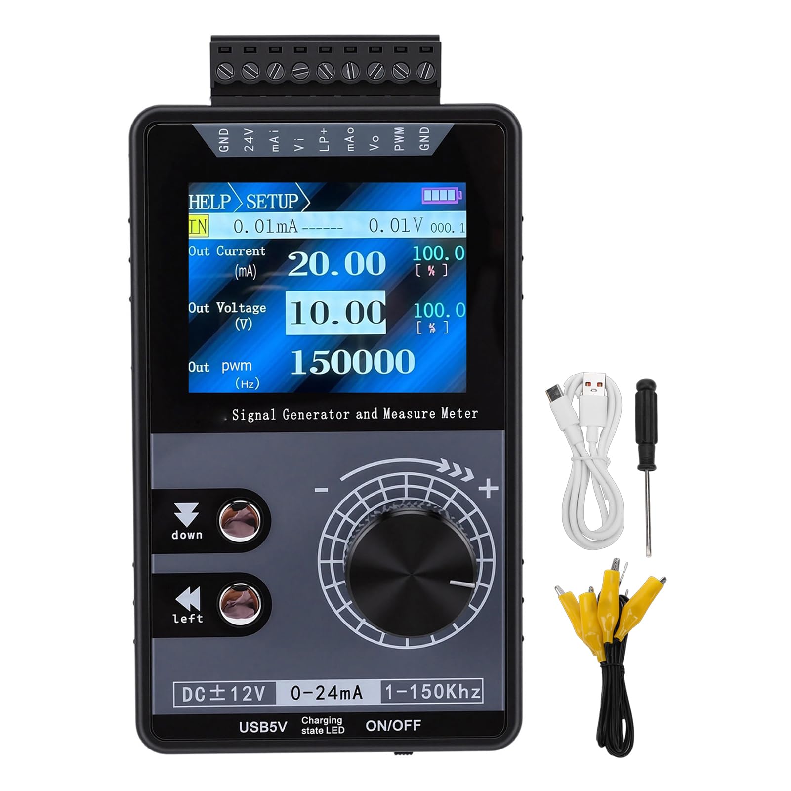 Fabater 4–20 MA Signalgenerator Spannung Strom Simulator 0–100% Einschaltdauer mit Kurzschlussschutz Zur Kalibrierung, Tragbares Signal für Werkstätten, USB Typ C