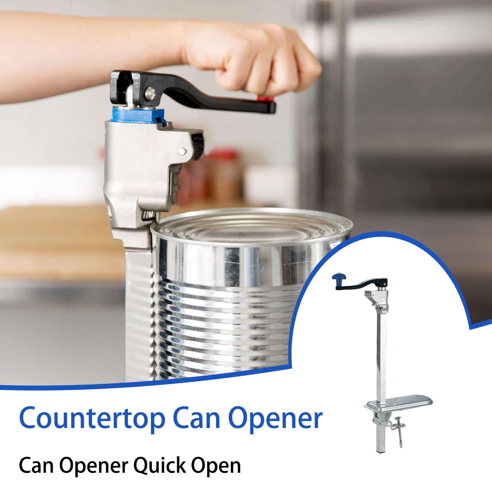 Abrelatas comercial de acero inoxidable, abrelatas manual de banco de alta resistencia para latas grandes y altas, perfecto para catering, restaurantes y cocinas domésticas. plata 48cm/18.5in