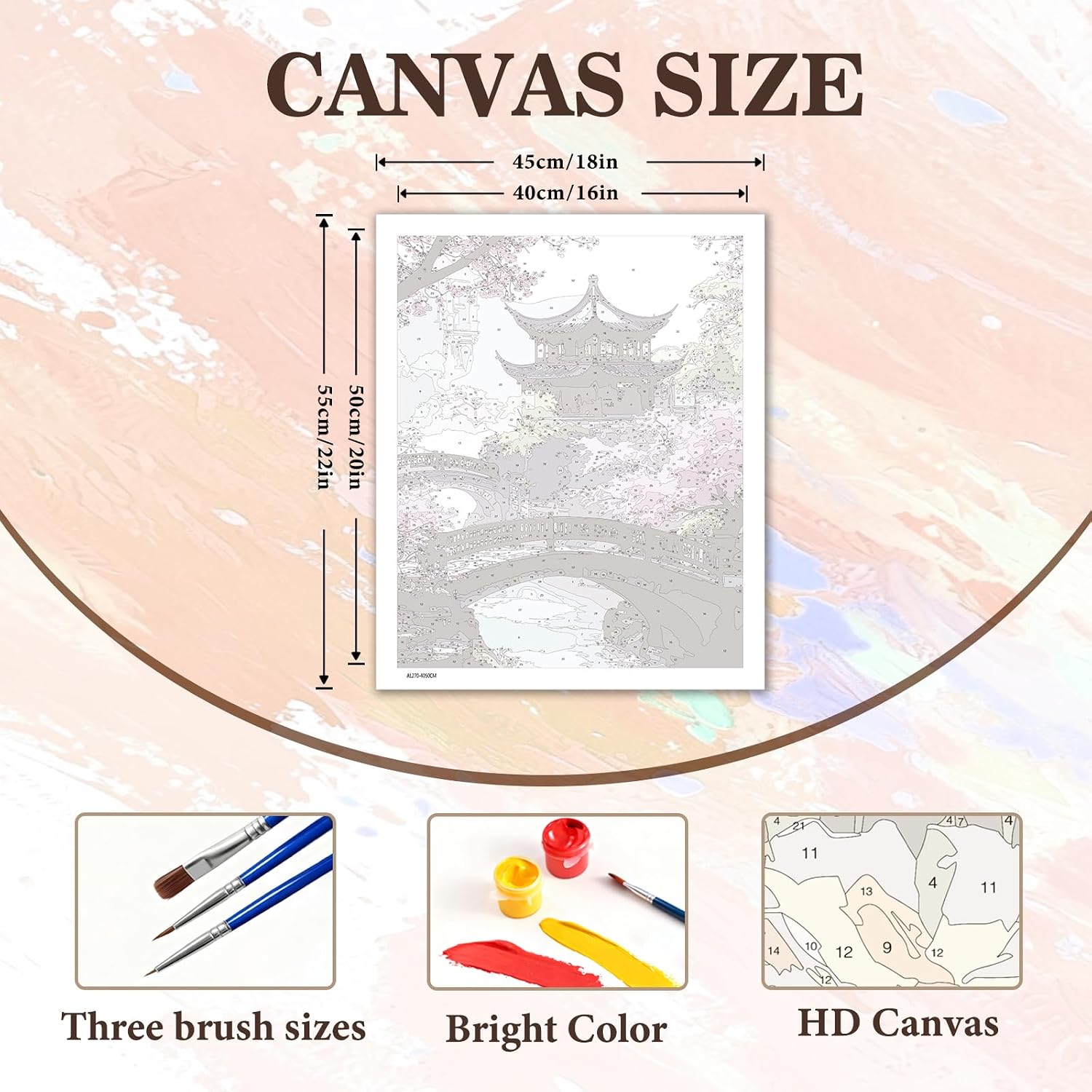 Paint by Numbers Kit for Adults, Cherry Blossom Paint by Number Adult, Japanese Scenery Painting by Numbers for Adults, Expert Level DIY Acrylic Paint Kit with 32 Colors for Home Decor 16x20inch