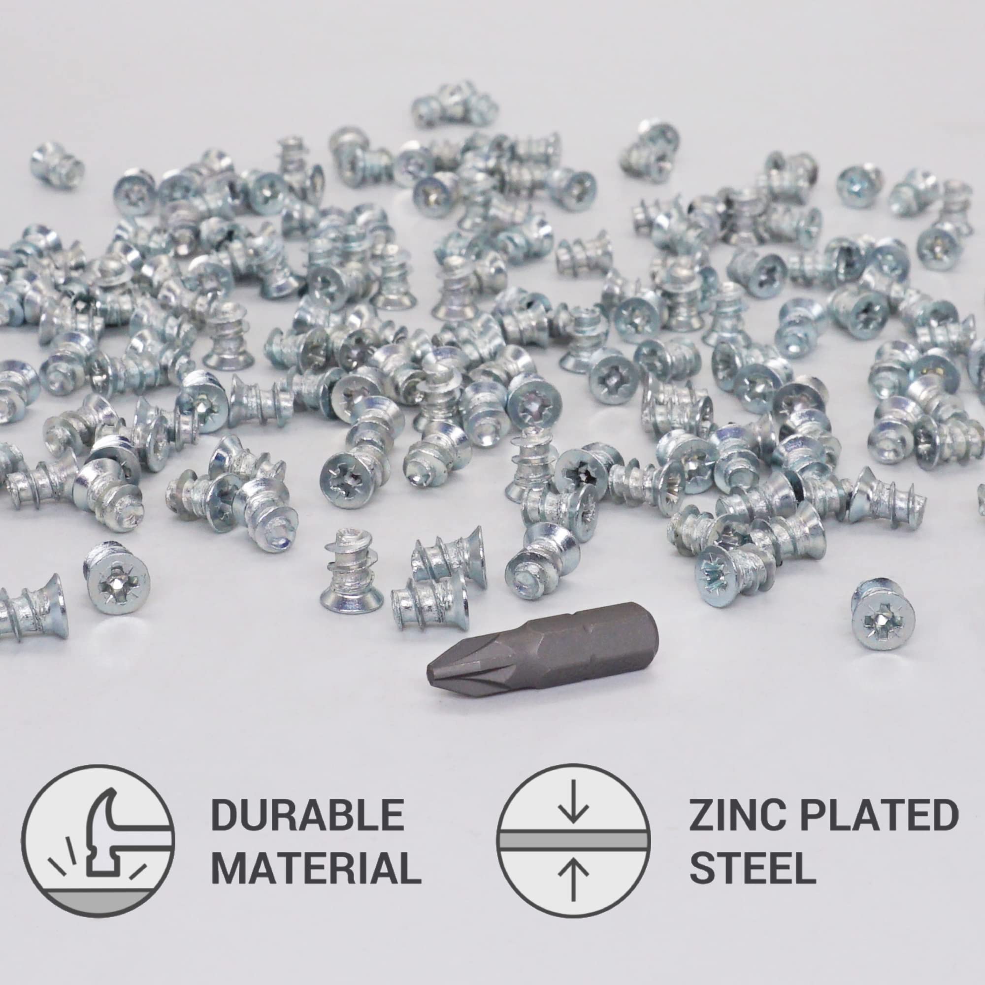 SKIR'CO (100 pcs) Zinc Plated Euro Screws 6.0 x 8 mm, Drawer Runner Screws, Flat Countersunk Head, Hinge Screws - Image 3