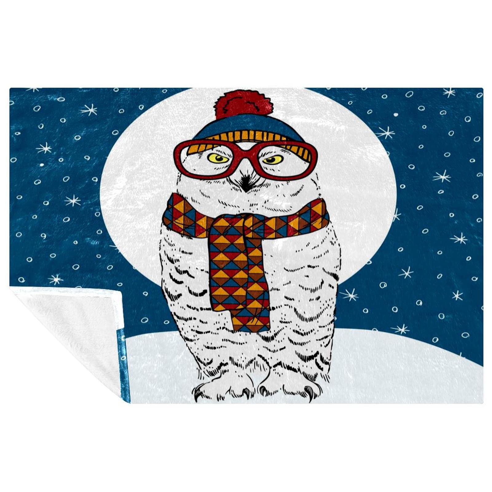 Écharpe d'hiver à lunettes hibou polaire douce 150x100 cm