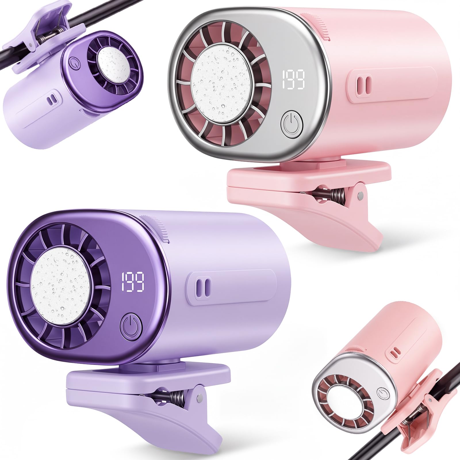 Photo 1 of ZeahVeyora 2-Pack Clip-On Air Conditioner Fans (Purple/Pink)