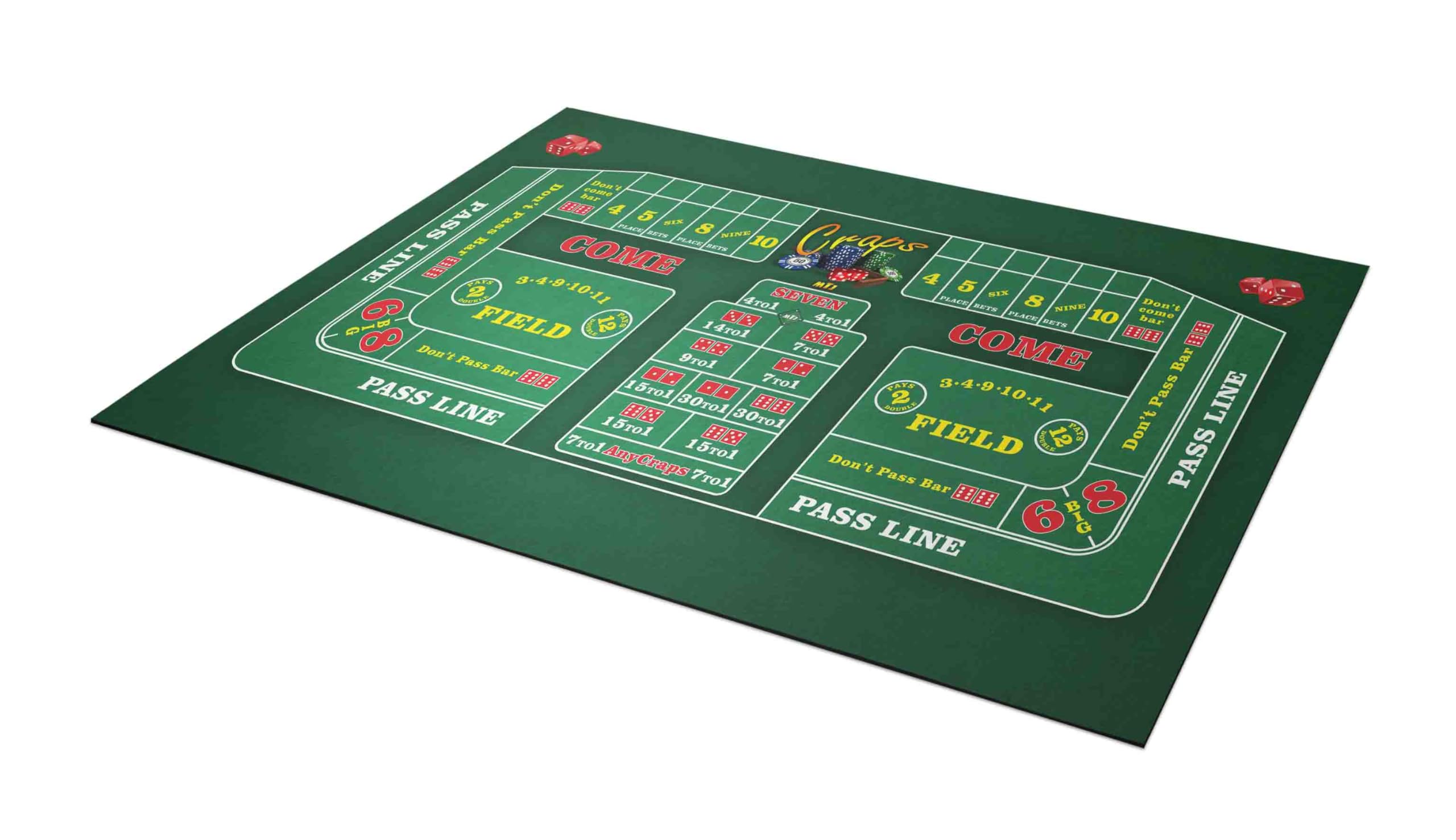 MTJ® Alfombra de dados de 130 x 80 cm, jersey de neopreno, fabricada en Francia (verde)