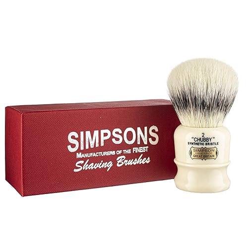 Brocha de afeitar Chubby Simpson Shaving Brushes - Mango de marfil sintético (Chubby 2 sintético)