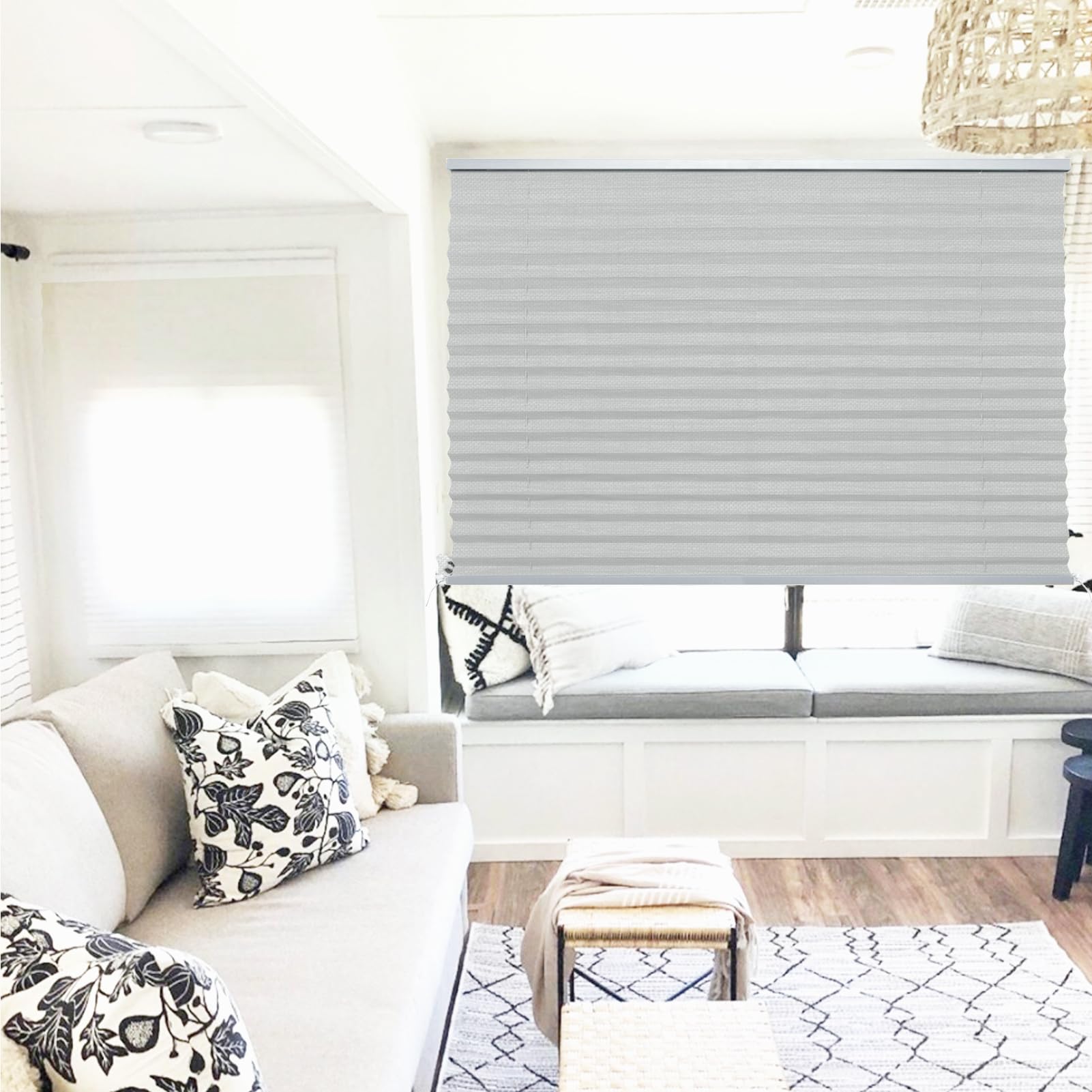 NOVINO Wohnmobil-Jalousien für Wohnmobil-Fenster, Wohnmobil-Plissee-Schattierungen für Wohnmobile, Reiseanhänger, Reiseanhänger, Reisebus, Wohnmobil (96,5 cm B x 61 cm L), RS-040