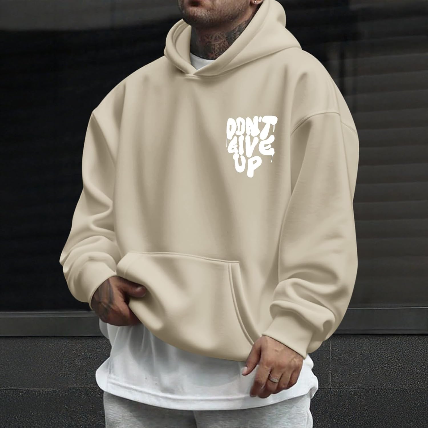 Graphic Streetwear Hoodies For Men Vintage Hoodie Inspirational Sweatshirts Positive Letter Print Cotton Pullover - Image 6