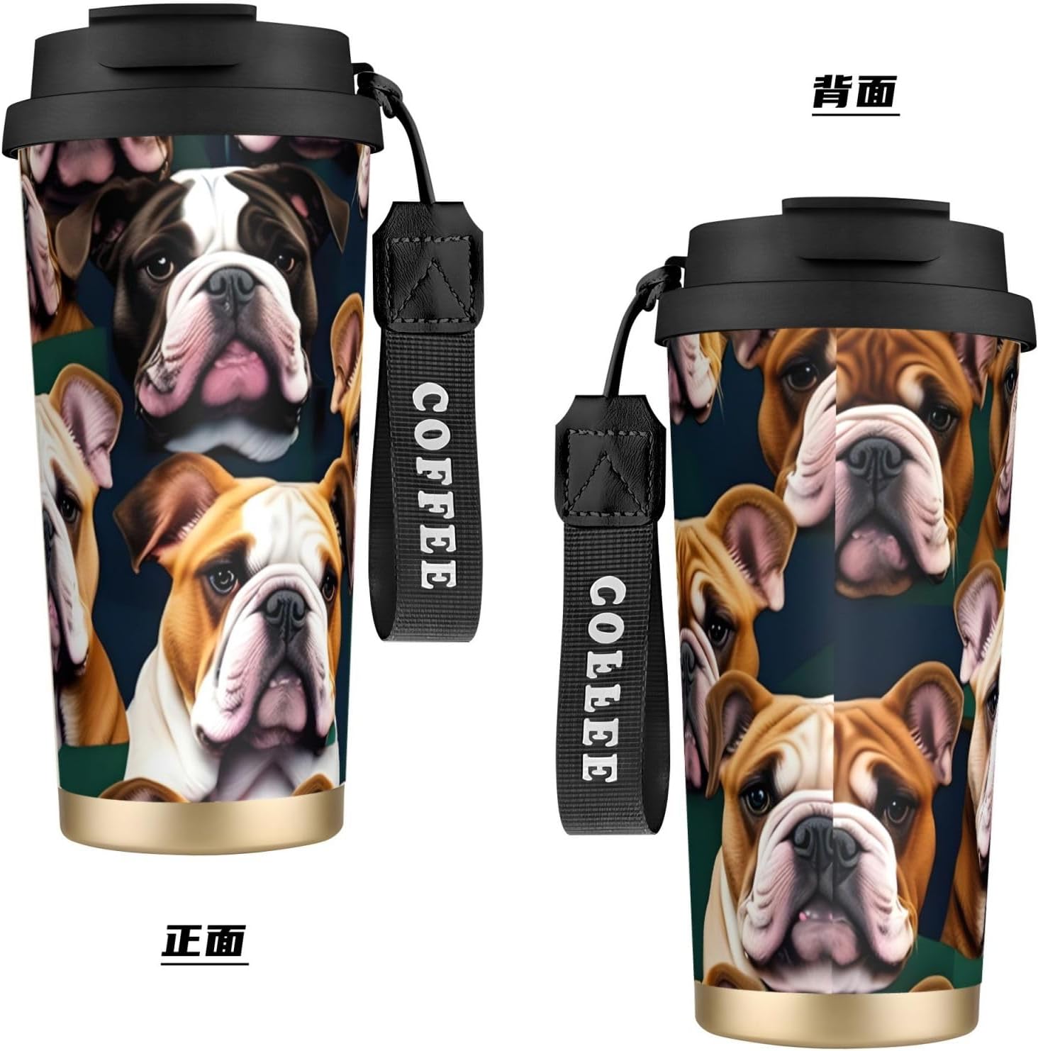 cute english bulldog Print Leakproof Insulated Coffee Mug,Stainless Steel Dual Drink Travel Tumbler,17 OZ
