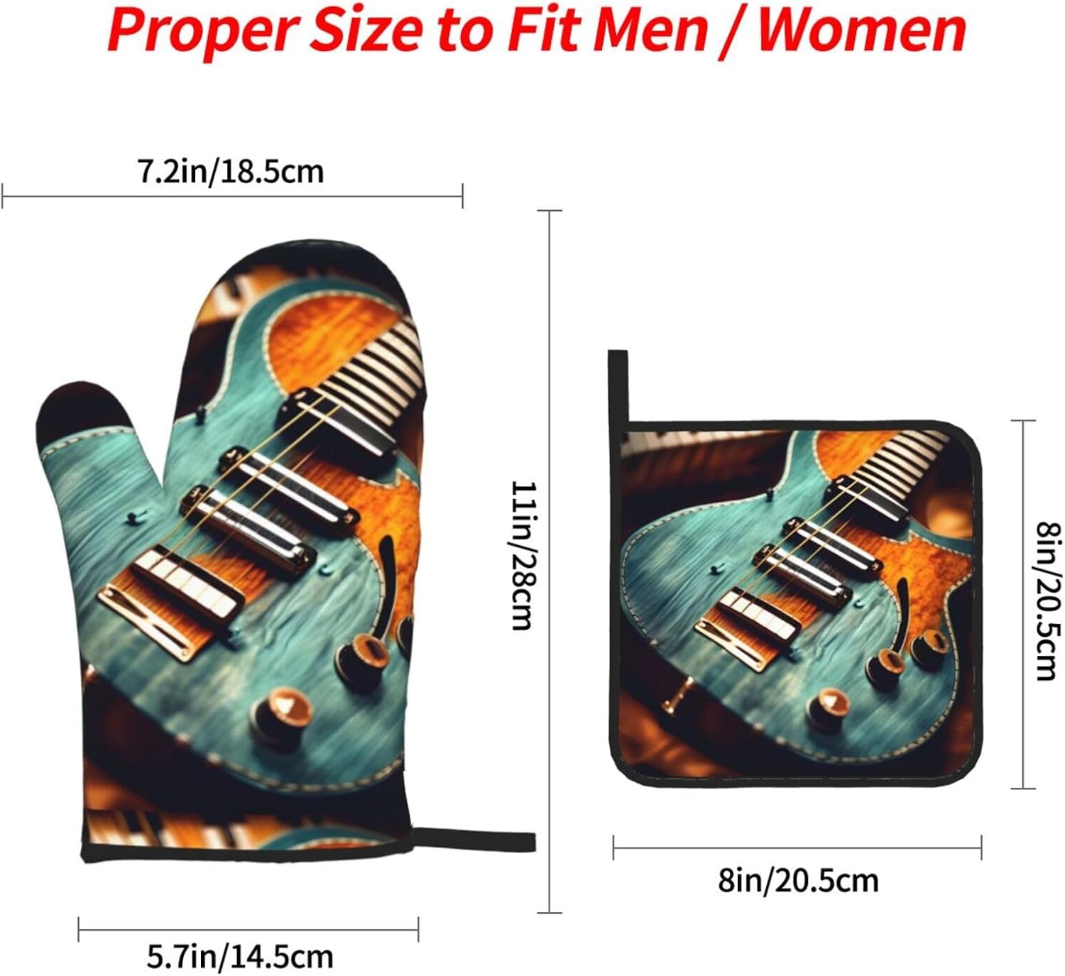 Musical Guitar patterns Kitchen baking four piece set, fit for cooking and baking, oven, microwave, and outdoor barbecue
