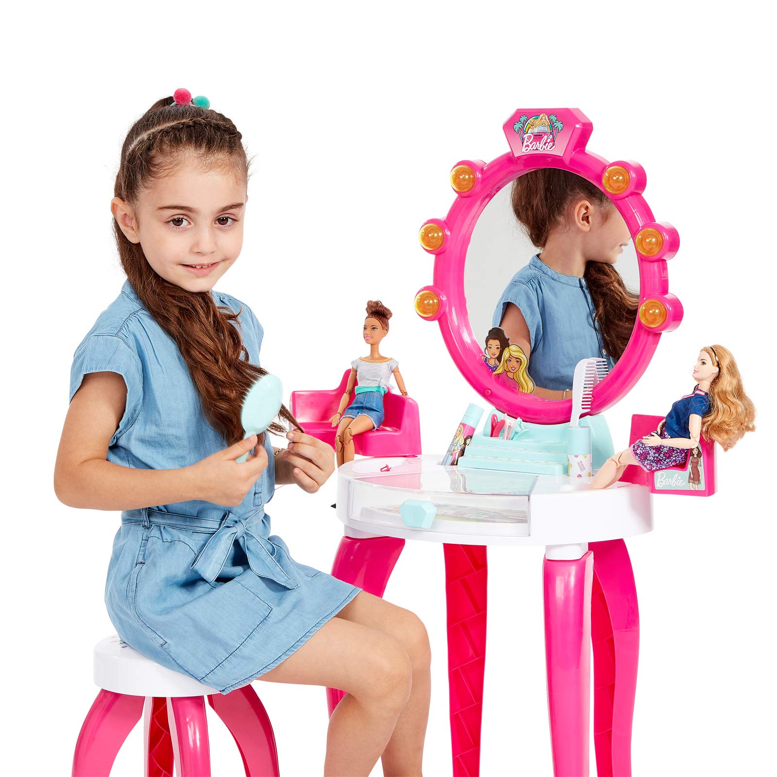 Theo Klein 5328 Barbie Beauty Salon with Light andSound I Pivoted storage areas and mirror I With lots of styling Accessories I Toy for Children Aged 3 Years and up