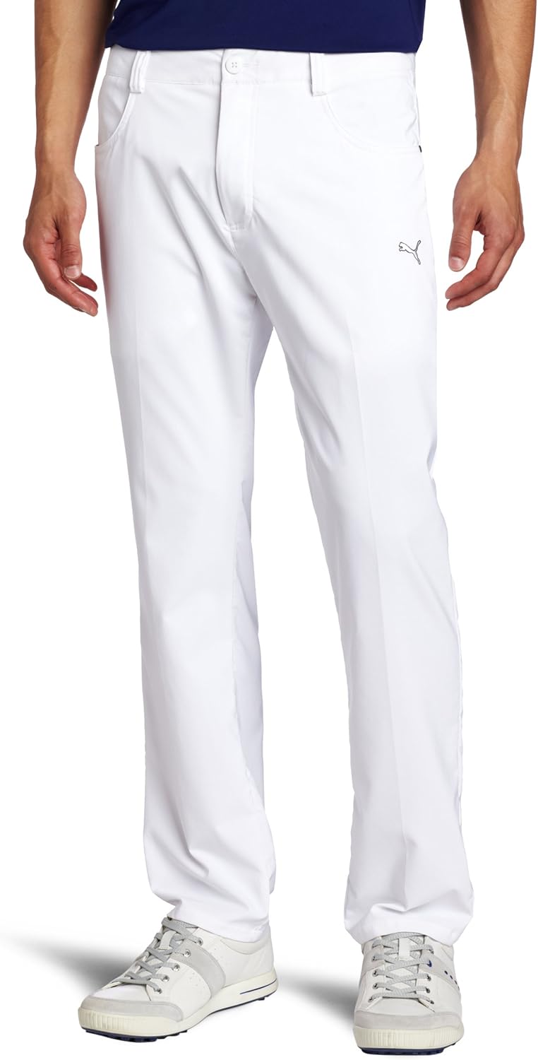 Puma Golf Men's Solid 5-Pocket Tech Pant, White, 36