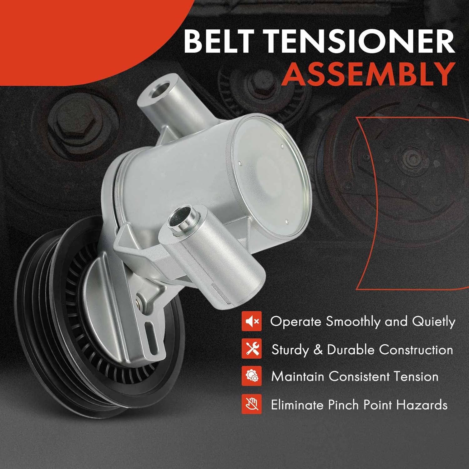 A-Premium Belt Tensioner Assembly with Pulley Compatible with Ford Focus 2012-2018, EcoSport 2018-2021, 2.0L, Replace# CM5E6A228AA, CM5E6A228AB