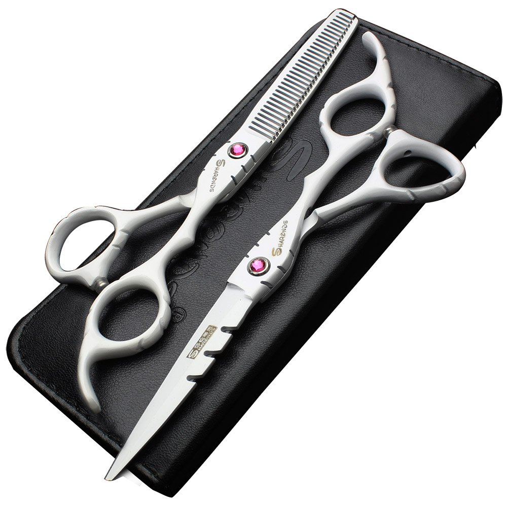 Ciseaux de coiffure professionnels Japon 6.0 ensemble blanc salon coupe cheveux ciseaux à lèvres