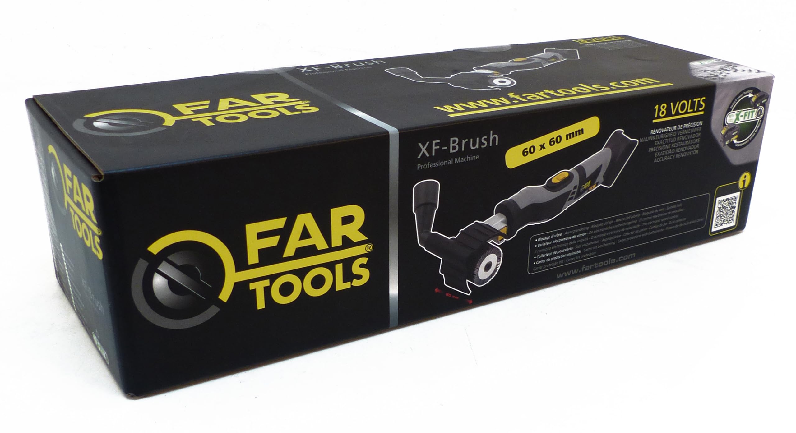 Fartools XF-BRUSH Rénovateur de précision sans fil 18V, Variateur vitesse 1600-3000tr/min, livré avec 1 rouleau à lamelles abrasives Ø60mm L60mm