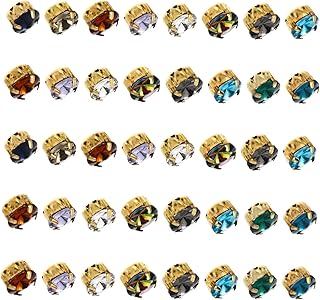 SEWACC 40 Peças Acessórios De Roupas DIY Gemas De Vidro Decoração De Metal Decoração De Cinto De Costura Gema Garra Strass Contas De Costura Com Parte Traseira Plana Strass Strass Com
