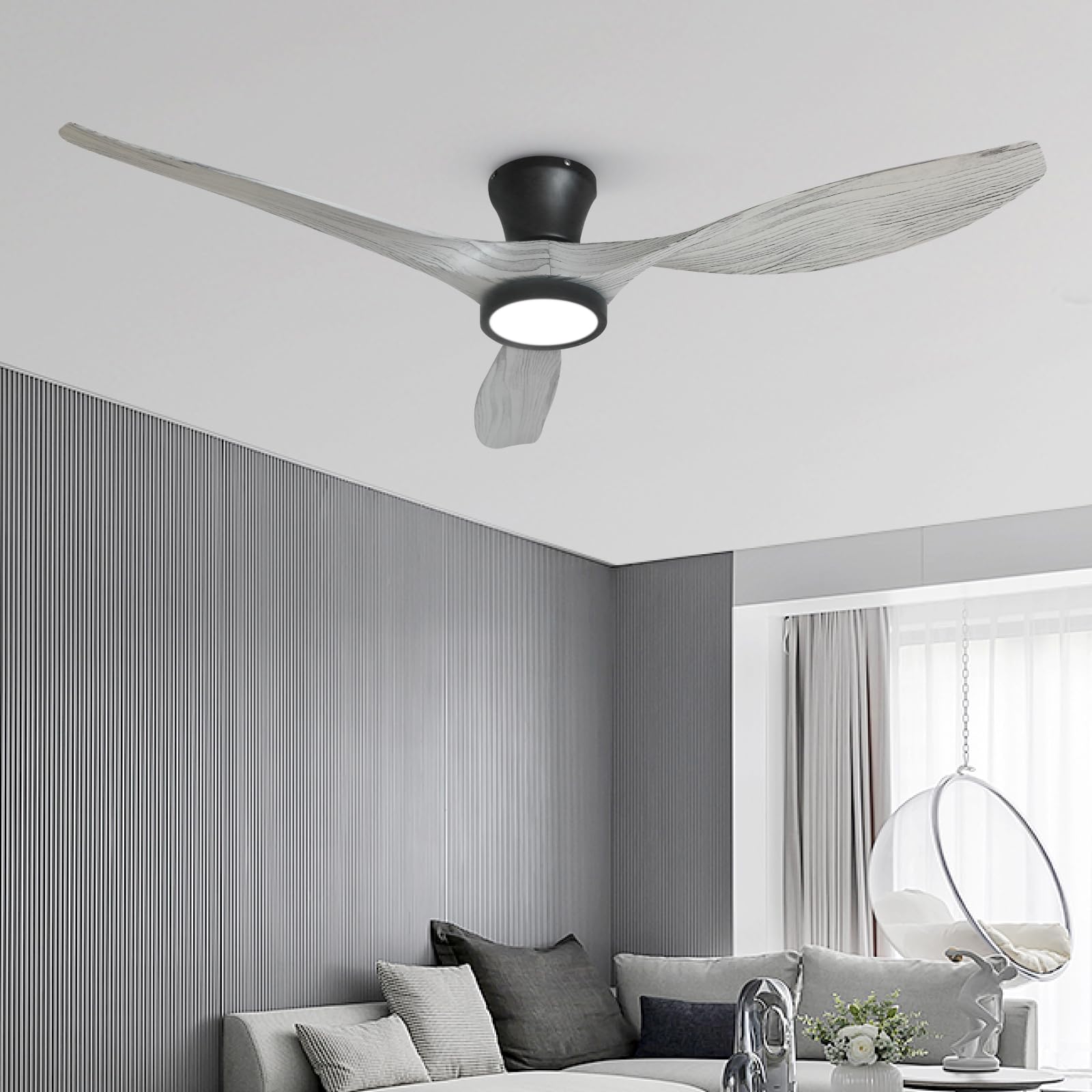 TALOYA 52 Inch Ceiling Fans with Lights Led Remote Control Flush Mount Low Profile for Bedroom Farmhouse Patio Outdoor Living Room Kitchen Dining Room