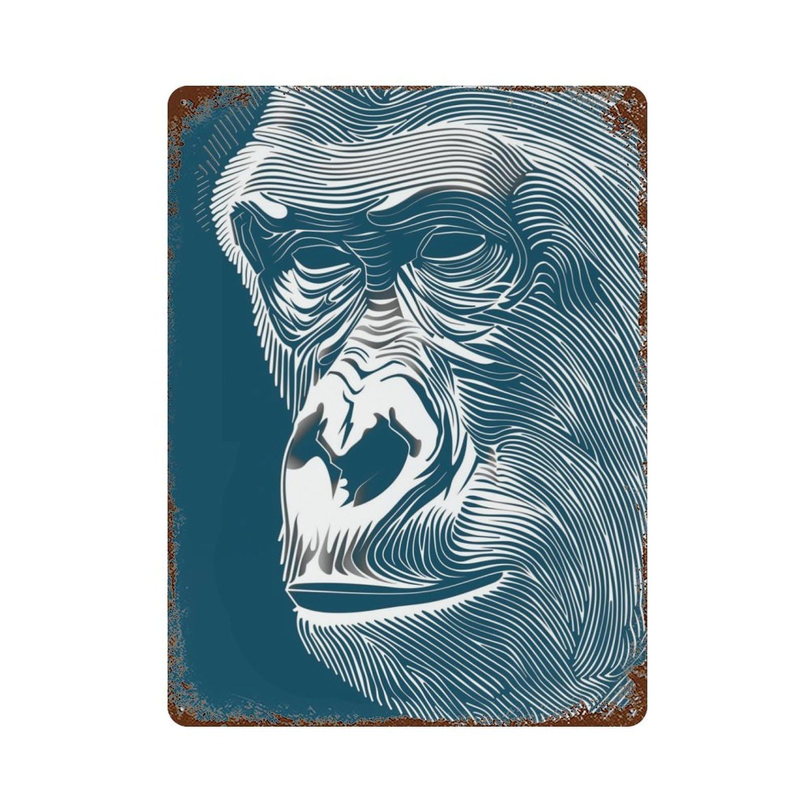 Gorilla Rust Effect Tin Sign 15.7"x11.8", Novelty Wall Decor for Garage, Pub Or Kitchen