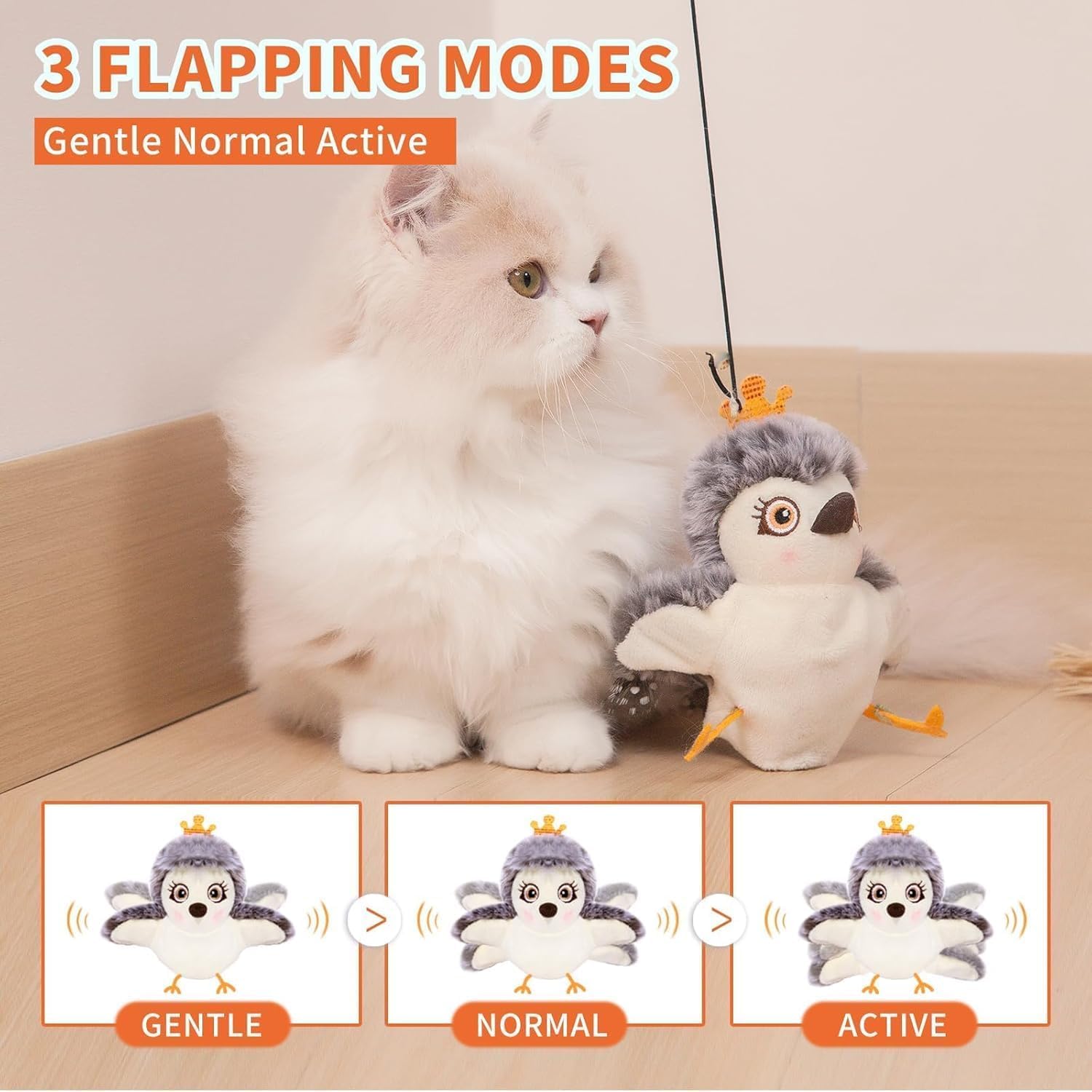 Piper Tomi - Juguete para gatos, juguete para gatos Pipertomi, juguete para gatos PiperTomi autoactivable, amigo emplumado con control remoto, juguete para gatos con movimiento de 3 velocidades,