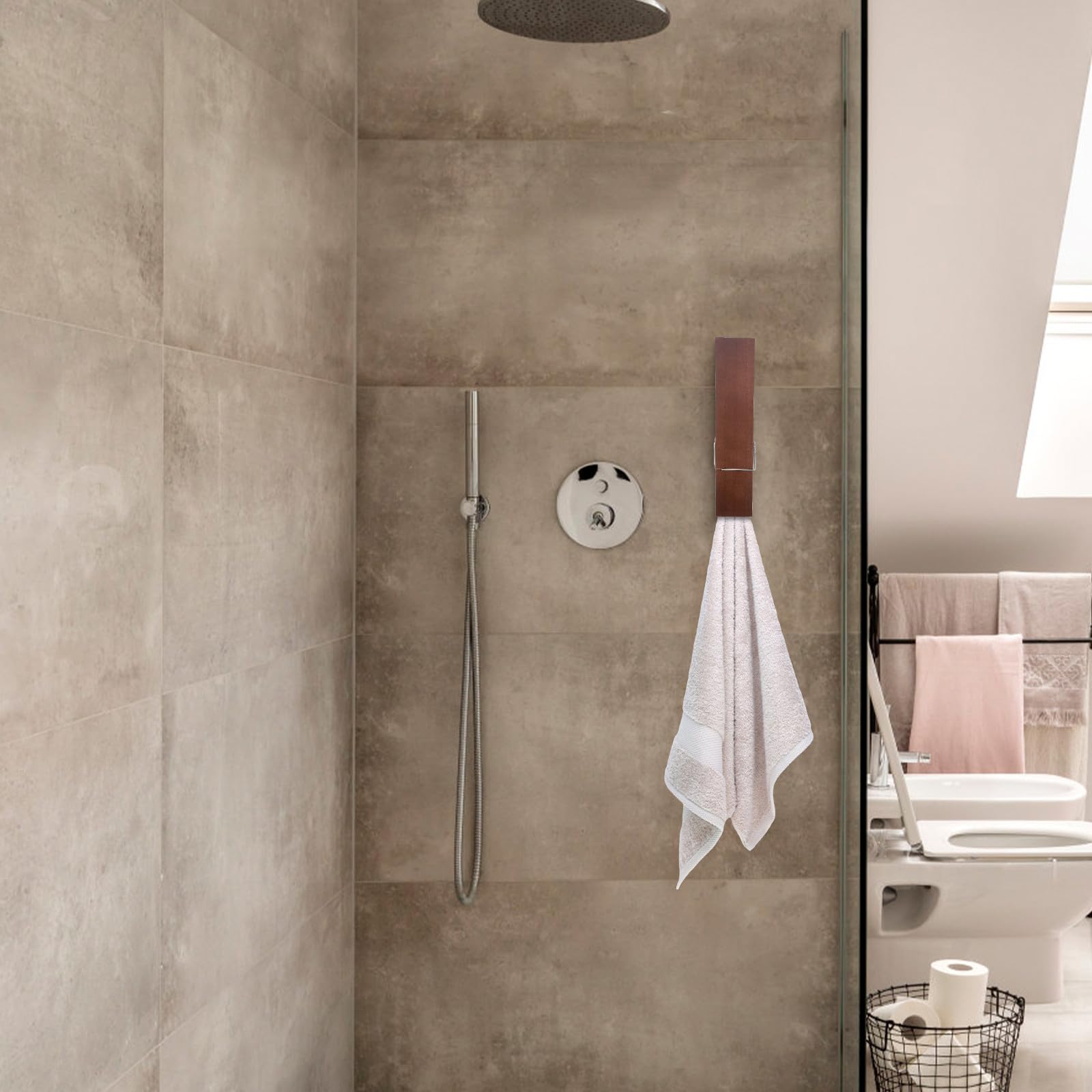DOITOOL Mollettone Asciugamano Gigante in Materiale Sintetico Marrone, Clip Creativa per Asciugamani, Facile da Installare per Organizzazione Interna in Casa e Hotel