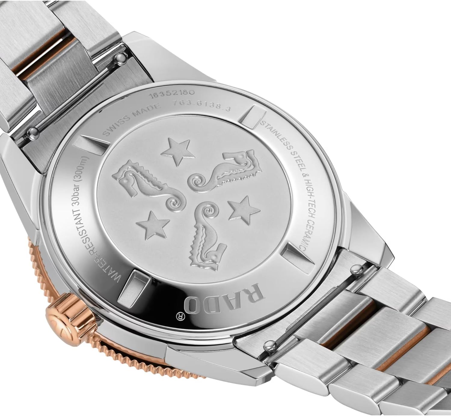 Rado Captain Cook Automatic Blue Dial, Date Display, Super Luminova Indexes and Rose Gold and Silver Bracelet