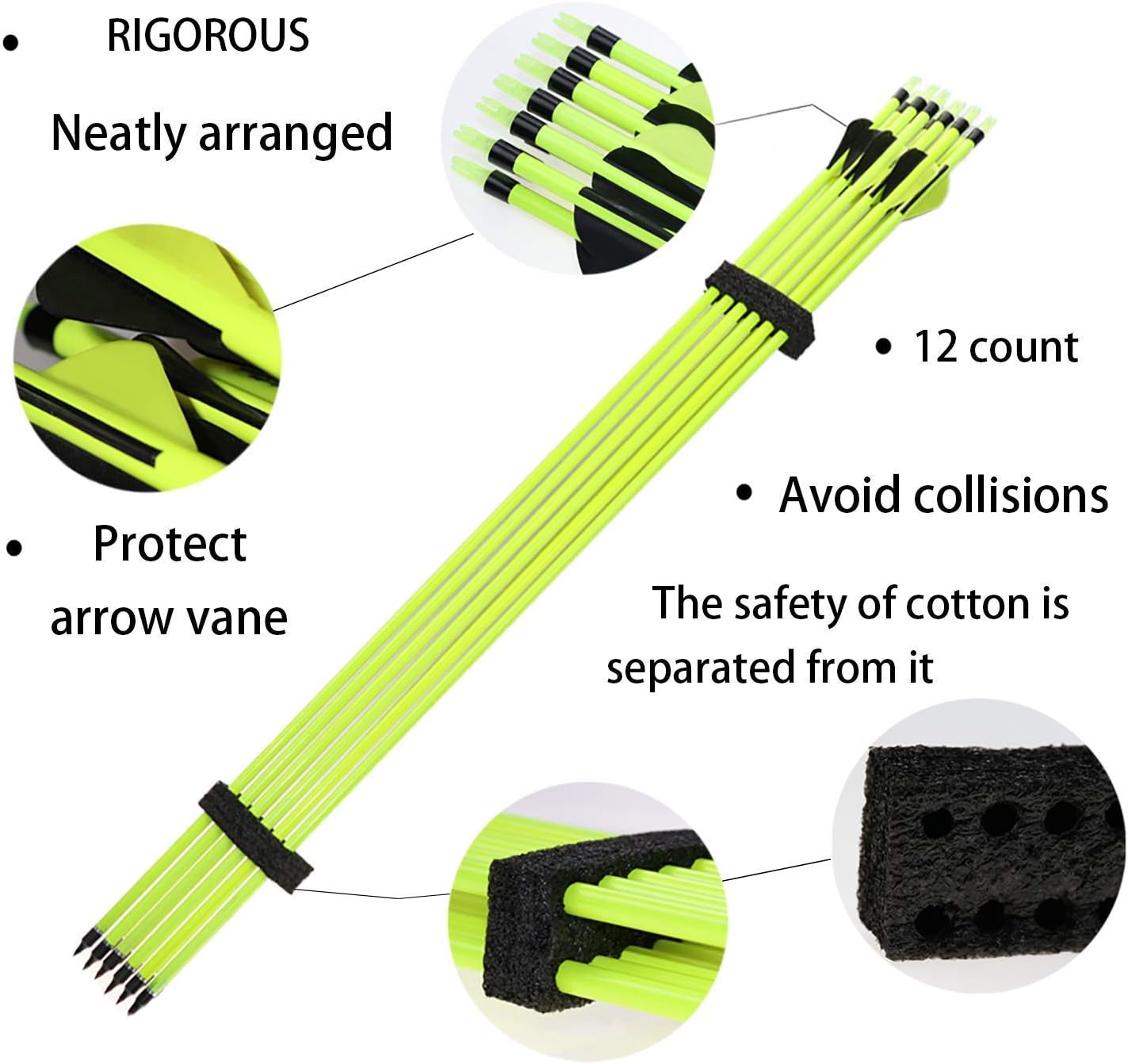 JY-Sports JIANZD Targeting Arrows 30'' Inch Carbon Fiber Hunting Arrows Outdoors Archery Green Shaft with Replace Arrow Tips and Removable Nock for Compound Bow a Dozen Arrows in Box : Sports & Outdoors