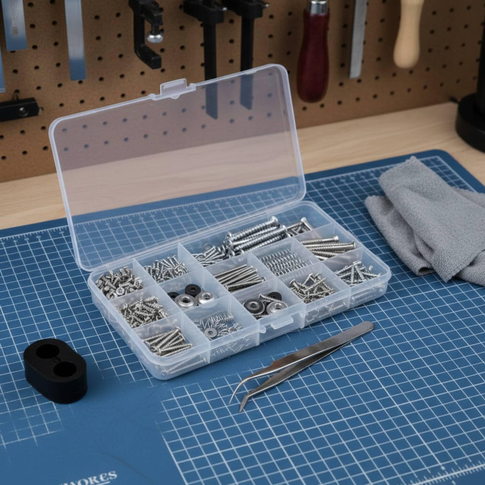 254-teiliges Gitarrenhardware-set mit Verschiedenen Schrauben Und Gurtknöpfen aus Rostfreiem mit Gebogener Pinzette für Den Einfachen Austausch von Tonabnehmern Und Stegen, Silber