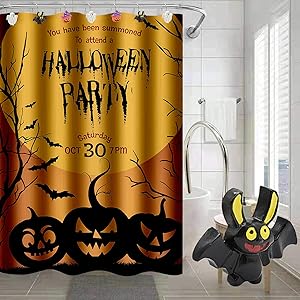 Shower Curtain Hooks, Halloween Decorative Shower Curtain Rings, 12PCS Rust Resistant Metal Shower Hooks for Bathroom, Glide Shower Rings for Shower Curtain and Liner (Halloween)