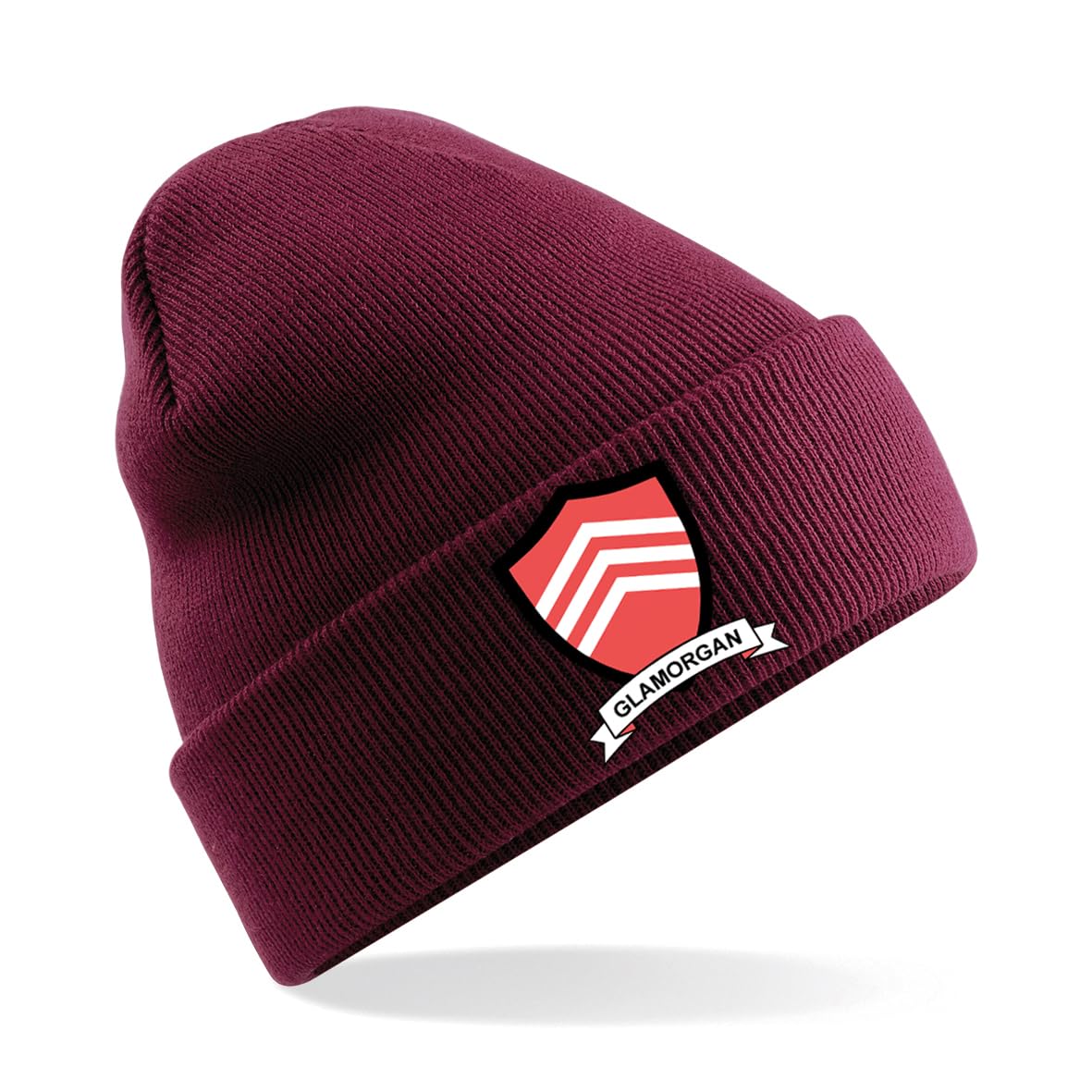 Glamorgan County Mens Embroidered Beanie Hat, Bob Hat Cricket Sport Your County Embroidery (Maroon)