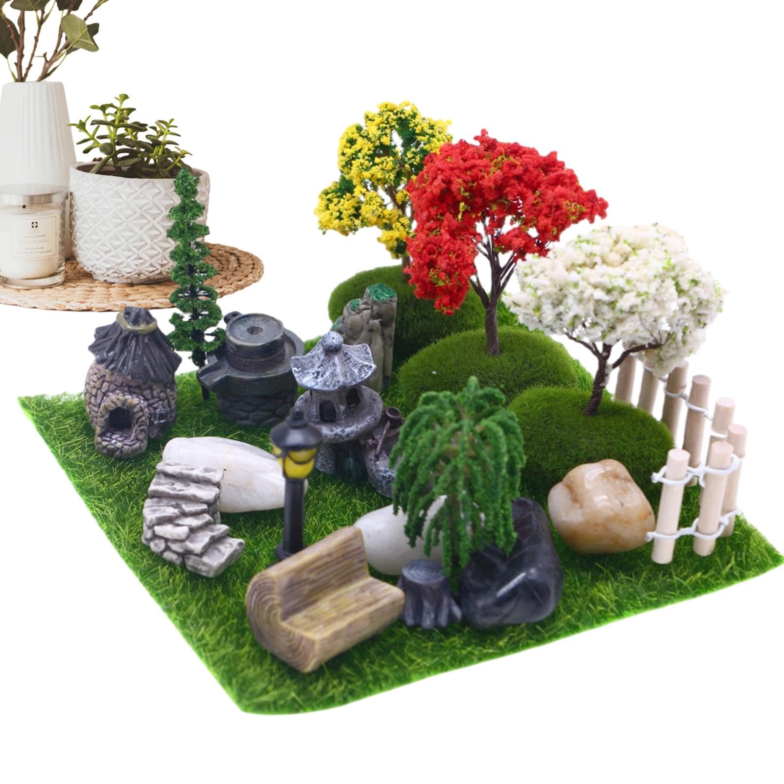 Kit d'herbe artificielle et figurines pour jardin féerique miniature