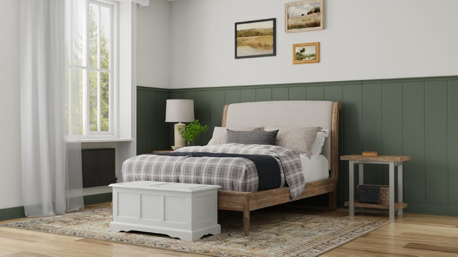Carolina Chair & Table Camden Hardwood Blanket Chest with Safety Hinge Lid – Antique Ivory Finish, Solid Wood Frame, 39" Wide Storage Trunk for Bedroom, Living Room, or Entryway