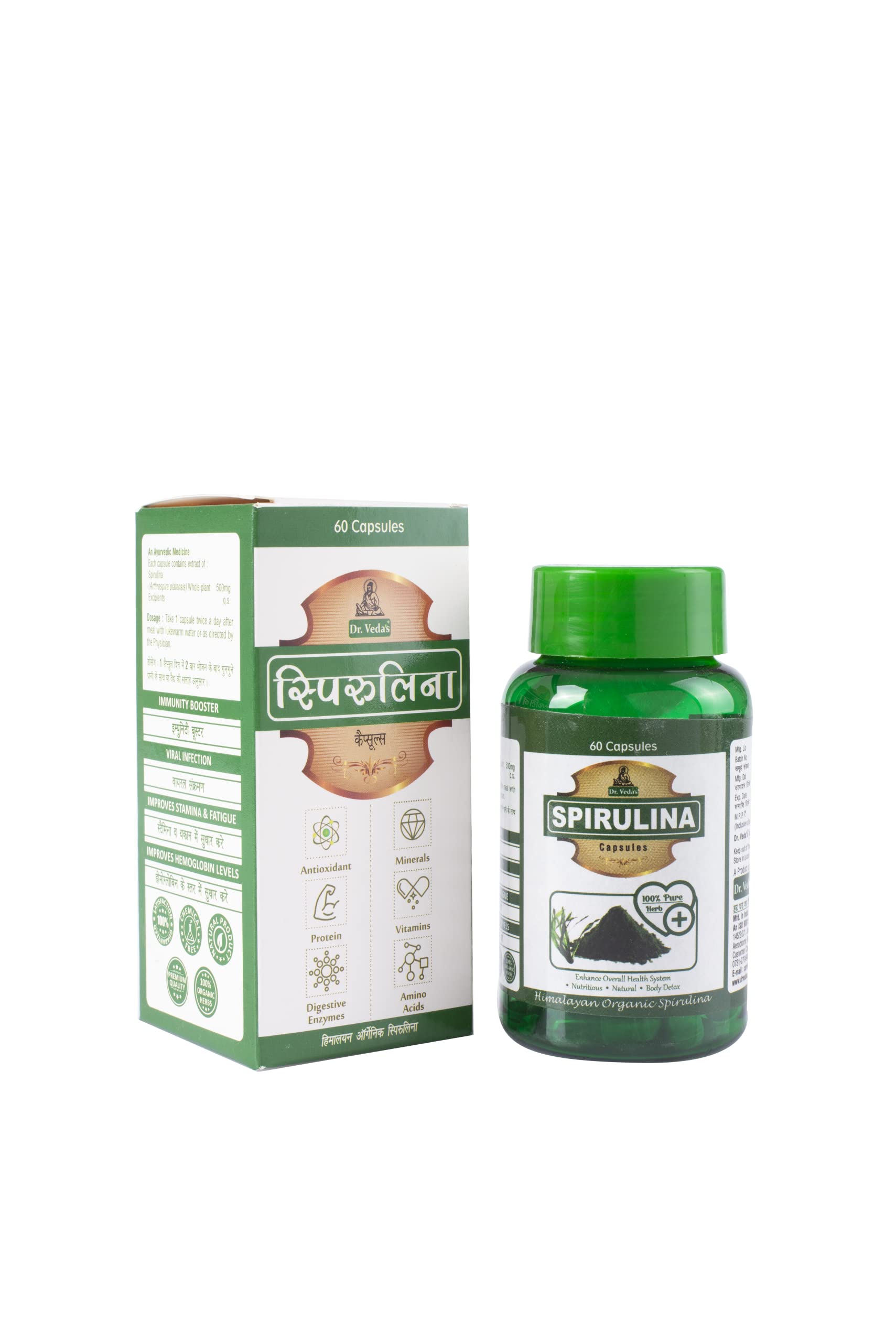 Dr. Vedas Spirulina Capsule Ayurvedic -60 Capsule - Pack of 1 (B0BM68FJS1) Amazon Price History, Amazon Price Tracker