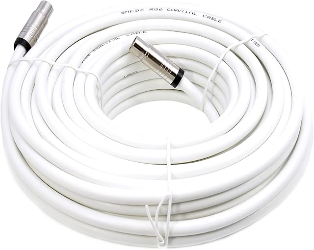 MAST DIGITAL YCAB01L Smedz 5 m TV Aerial Cable Extension Kit with Premium Fitted Compression IEC Male to Male Connectors - White