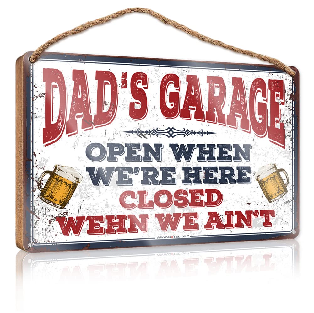 HELIOFORGE Bathroom Wall Decor Funny Dad'S Garage Wooden Sign(20X30CM)