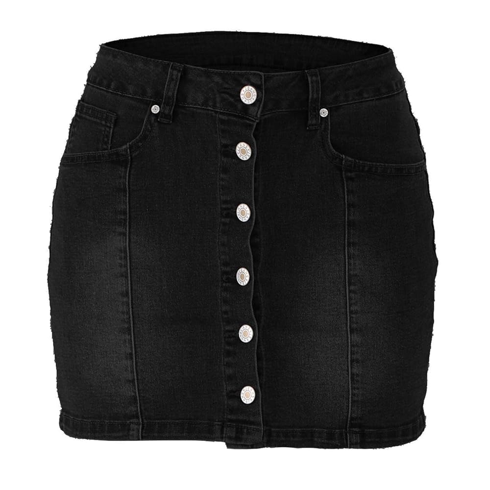 Tulucky Women's Button Down Front Denim Short Skirt with