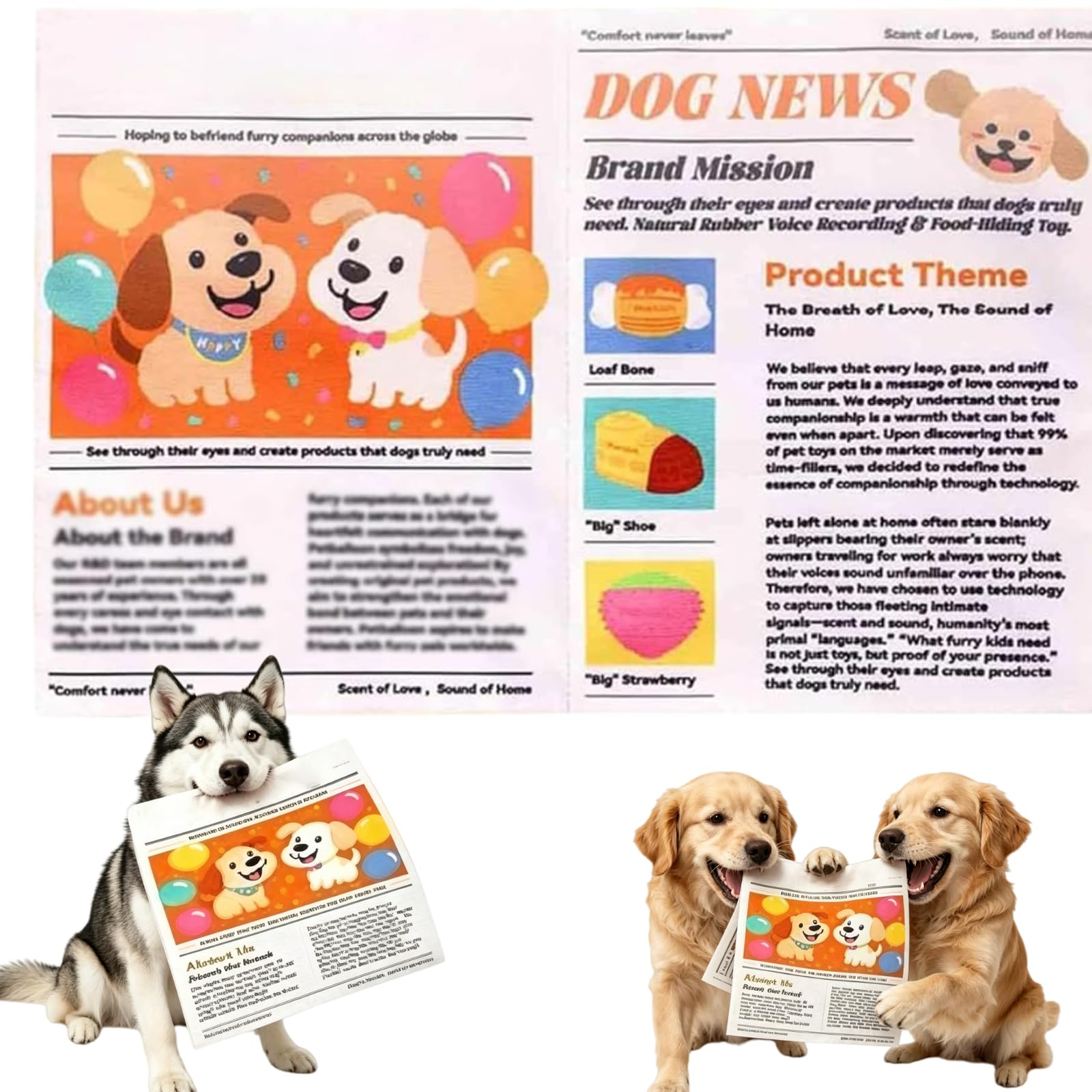 UIRPK Indestructible Newspaper Dog Toy,Crinkle Dog Toy Newspaper Indestructible,Durable Crinkle Dog Chew Toys,Non Shredding Soft Chew Toy for Small Medium Dogs (1PCS)