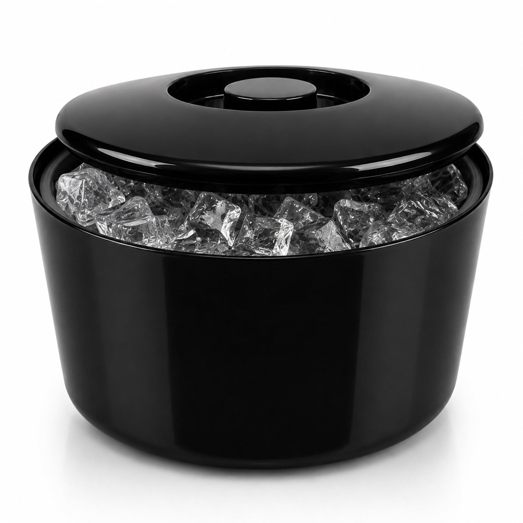 Chabrias Ltd Cubitera de 10 litros con Tapa y Rejilla de Drenaje Extraíble, Recipiente Grande de Plástico sin BPA para Hielo, Fiestas, Bar, Barbacoas y Eventos, Negro