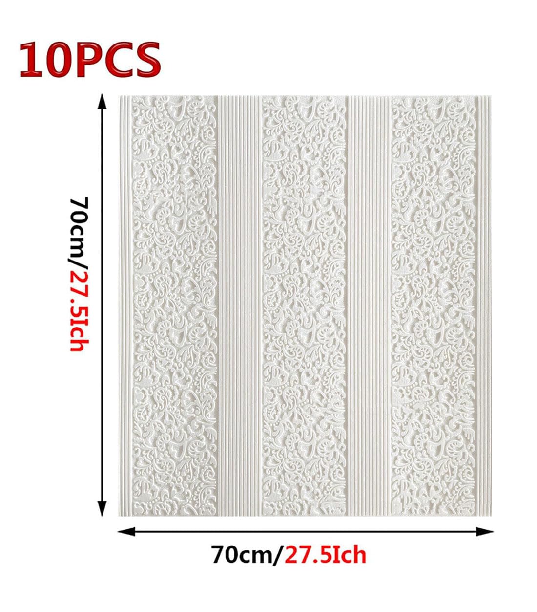 Pannelli per Pareti in Mattoni in Finta Schiuma Rivestimento Parete da 10 Pezzi Pannello Decorativo Parete 27,5X27,5 Pollici Mattone Bianco Piastrelle Adesive Muro