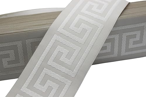 Miniatura 2 de 16 yardas de largo 2.67 pulgadas de ancho de color blanco antiguo griego, cinta de tela para tapicería, 176-V1