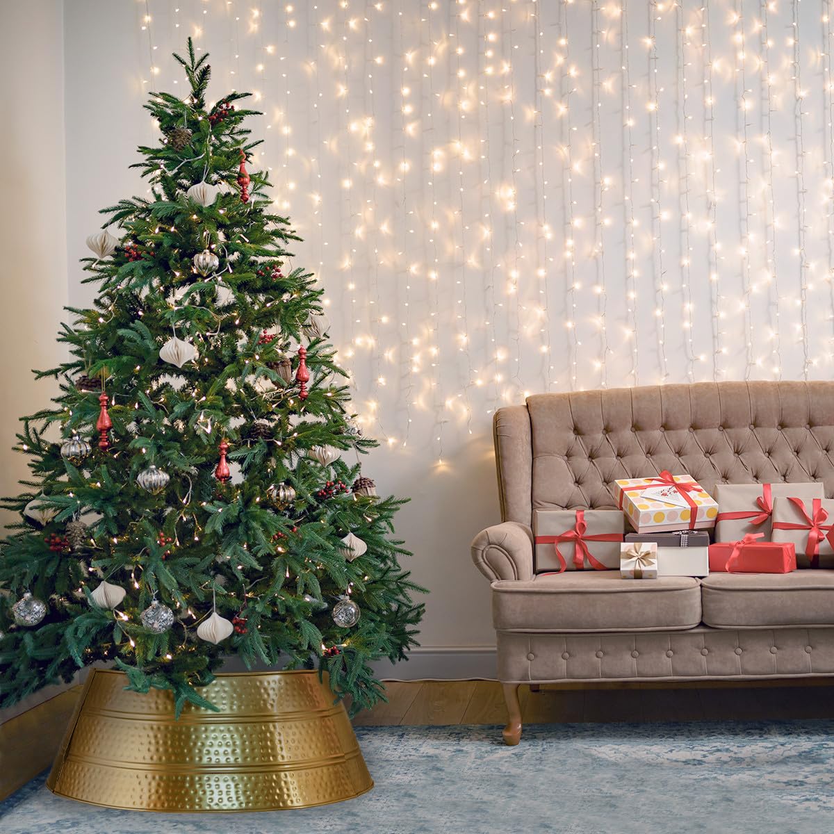 Skandinavischer Weihnachtsbaum Kragen Andine aus Metall Gold 60 cm