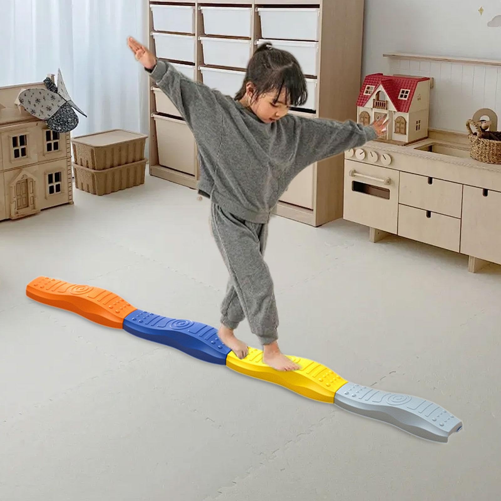 8 Stück Balanciersteine Kinder Gleichgewichtsbalken Stepping Stones Hindernis Parcours Koordinationstraining Lernspielzeug Aus Stabilem PP für Aktive, 4pcs A