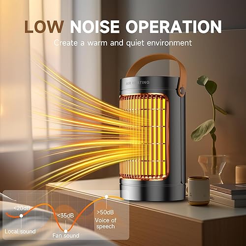 Miniatura 6 de QQT Calentador de espacio, mini calentadores de espacio de 1500 W de eficiencia energética para uso en interiores, ventilador portátil de 3