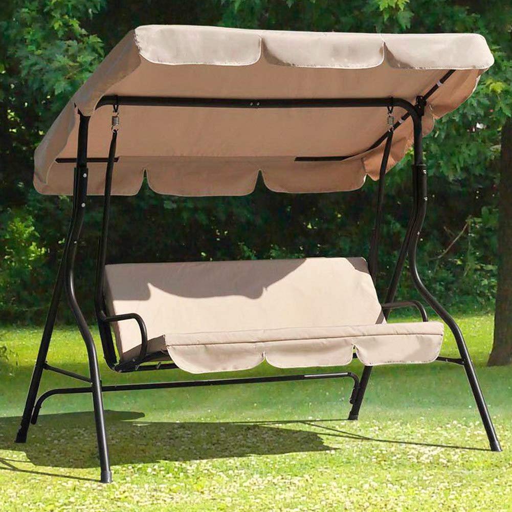BAKAJI Dondolo da Giardino 3 Posti Altalena per Esterno Struttura in Acciaio con Tettuccio Regolabile Colore Beige